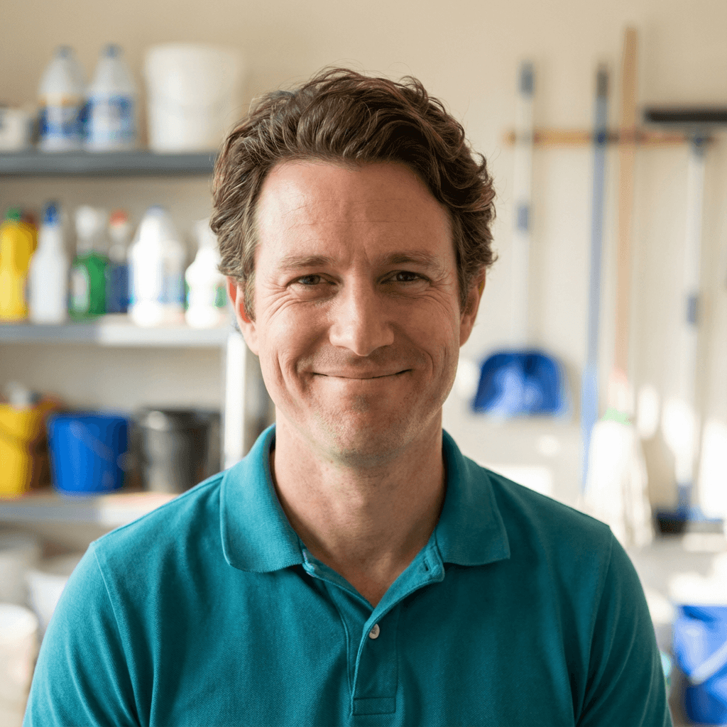 Marcus Thompson, truck owner, examining polished chrome